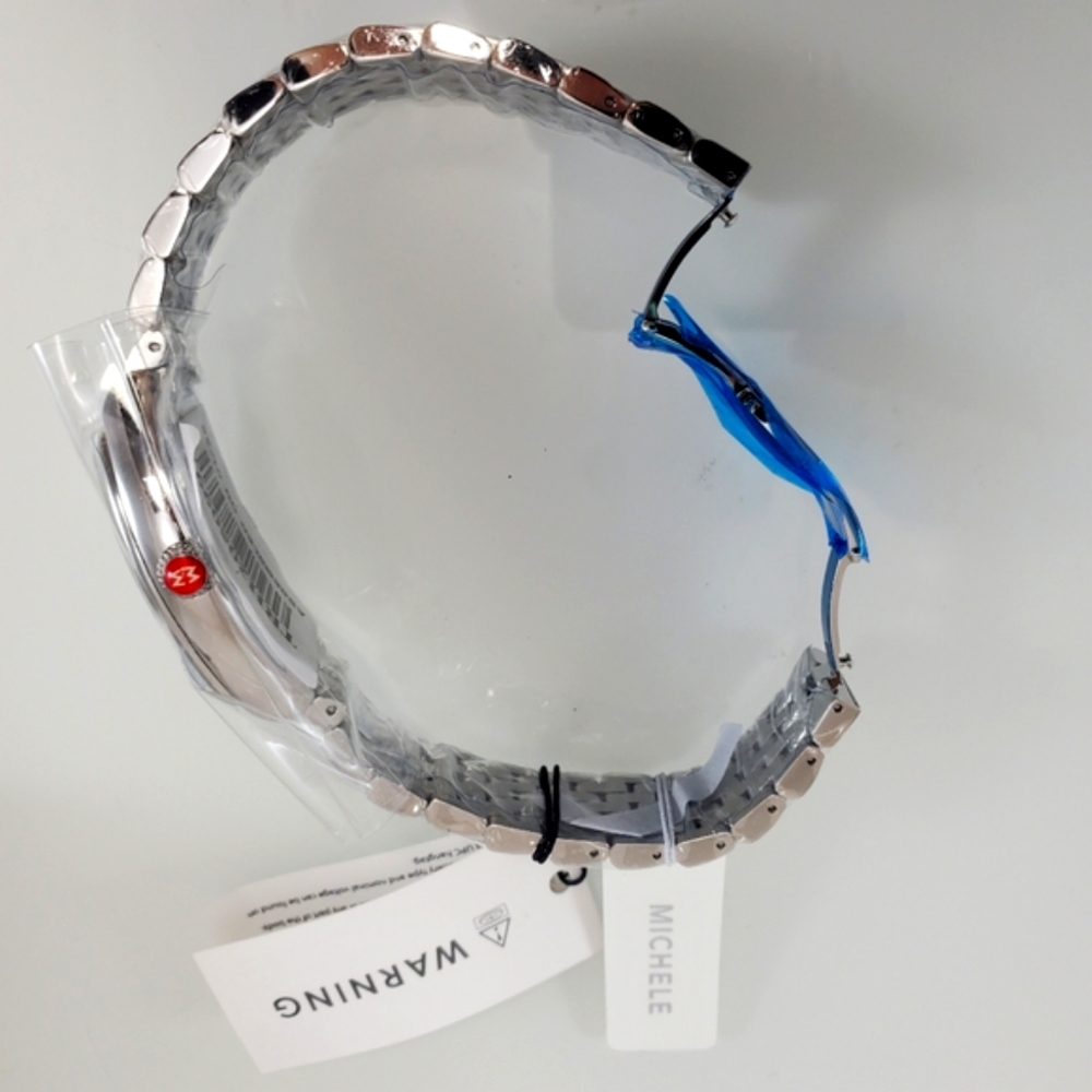 Michele Silver-Tone Watch with Blue Dial and Crystal Accents - Picture 13 of 13